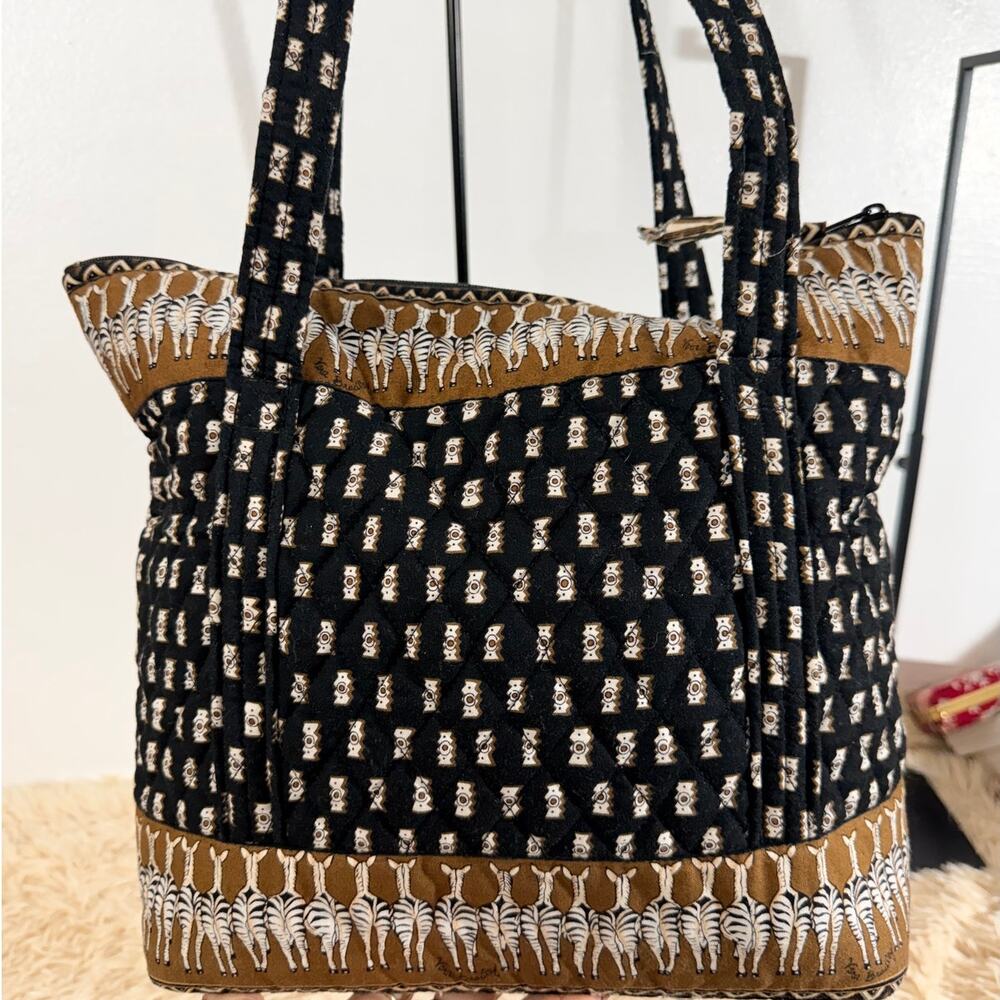 Vera Bradley Zebra Print Quilted Small Tote Shoulder Bag Boho Y2K - Picture 3 of 10